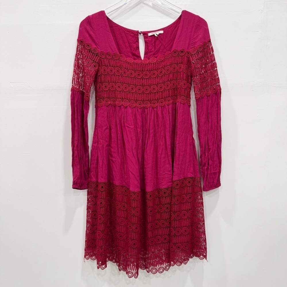 Anthropologie Floreat Aveline Lace Crochet Dress Red Size 0